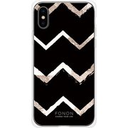 GCN-GP05-C-TL [GLASS PRINT iPhone XS/X GEOMETRIC PATTERN Chevron TL]
