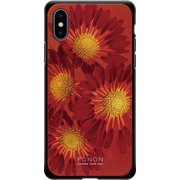 GCN-FR01-C-BK [GLASS PRINT iPhone XS/X FLORAL Aflican Daisy BK]