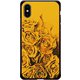 GCN-FR03-C-BK [GLASS PRINT iPhone XS/X FLORAL Yellow Rose BK]