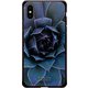 GCN-FR05-C-BK [GLASS PRINT iPhone XS/X FLORAL Blue Bloom BK]