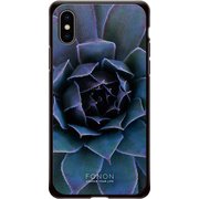 GCN-FR05-C-BK [GLASS PRINT iPhone XS/X FLORAL Blue Bloom BK]