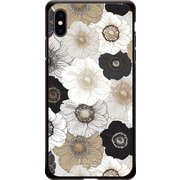 GCN-FP01-E-BK [GLASS PRINT iPhone XS Max FLORAL PATTERN Anemone BK]