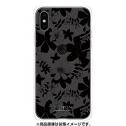 GCN-FP02-C-TL [GLASS PRINT iPhone XS/X FLORAL PATTERN Azalea Nigt Black TL]