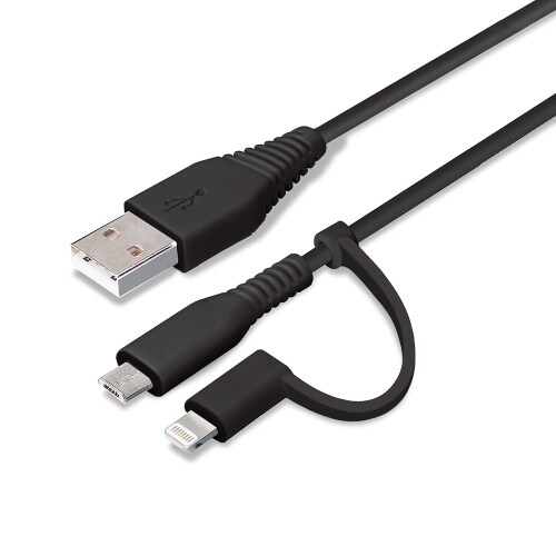 Pg Lmc01m03bk 変換コネクタ付き 2in1 Usbケーブル Lightning Micro Usb 15cm ブラック