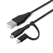 変換コネクタ付き 2in1 USBケーブル(Lightning&micro USB)耐久性 1m ブラック PG-LMC10M03BK