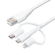 変換コネクタ付き 3in1 USBケーブル(Lightning&Type-C&micro USB) 50cm ホワイト PG-LCMC05M04WH