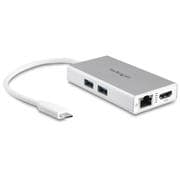 USB Type-C接続ノートパソコン用マルチポートアダプタ(シルバー&ホワイト) HDMI(4K) USB Power Delivery ギガビットイーサネット USB 3.0 DKT30CHPDW