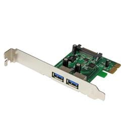 USB 3.0 2ポート増設PCI Expressインターフェースカード UASP対応 2x USB 3.0 5Gbps 拡張用PCIe接続ボード SATA電源端子付き PEXUSB3S24