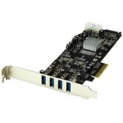 USB 3.0 4ポート増設PCI Expressインターフェースカード 2個の専用5Gbpsチャネル UASP対応 SATA/ペリフェラル電源端子付き PEXUSB3S42V
