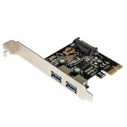 USB 3.0 2ポート増設PCI Expressインターフェースカード 2x USB 3.0 5Gbps 拡張用PCIe接続ボード SATA電源端子付き PEXUSB3S23