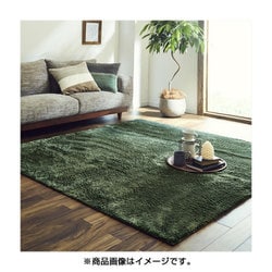 年間使えるシャギー調ラグ 200×250cm グリーン