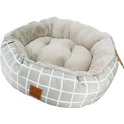4シーズンズ リバーシブル丸型ベッド グレーチェック M [犬 ベッド 寝床 リバーシブル コットン オールシーズン]