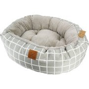 4シーズンズ リバーシブル丸型ベッド グレーチェック L [犬 ベッド 寝床 リバーシブル コットン オールシーズン]