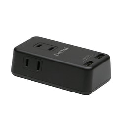 コンパクトUSB2ポート給電機能付マルチタップ ブラック PPSR-UTAP3BBK
