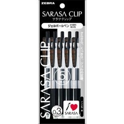 ジェルボールペン SARASA CLIP（サラサクリップ） 0.3mm ノック式 インク色：黒 5本入 P-JJH15-BK5