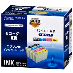 互換インクカートリッジ エプソン リコーダー RDH-4CL 4色パック （顔料） INK-ERDHB-4P