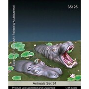 レジン製キット Man35125 動物セット34 淡水の水辺に棲む動物編 カバ [1/35 プラモデル]