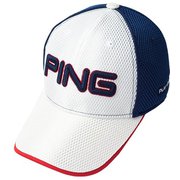 PING 19SS 34556-02 HW-P191 サマーメッシュキャップ (57~59cm) ホワイト/ネイビー