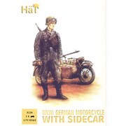 ミリタリーシリーズ HAT8126 WWII 独軍 モーターサイクル w/サイドカー [1/72 プラモデル]