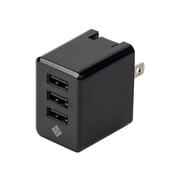 スマートフォン タブレット用AC充電器 USB3ポート 3.4A出力 おまかせ同時充電機能付 ブラック JYU-ACU02BK