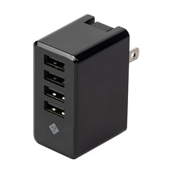 USB AC充電器 合計最大出力4.8A USB-A×4 おまかせ同時充電機能付 ブラック JYU-ACU03BK