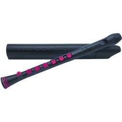 プラスチック製管楽器 ソプラノリコーダー ジャーマン式 シリコンキー仕様 Recorder+ Black/Pink N320RDBPK