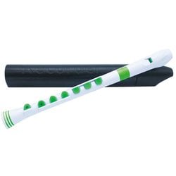 プラスチック製管楽器 ソプラノリコーダー ジャーマン式 シリコンキー仕様 Recorder+ White/Green N320RDWGR