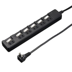 個別スイッチ 雷ガード付 節電タップ 6個口 0.3m ブラック H8KS6603BK
