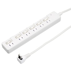 個別スイッチ 雷ガード付 節電タップ 6個口 0.3m ホワイト H8KS6603WH