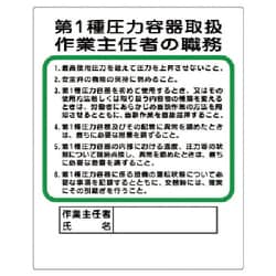 35612 [ユニット 作業主任者職務板 第1種圧力… エコユニボード 500×400mm]
