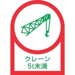 233113 [緑十字 ヘルメット用ステッカー クレーン5t未満 35×25mm 10枚組 オレフィン]