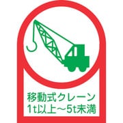 233116 [緑十字 ヘルメット用ステッカー 移動式クレーン1t以上～5t未満 35×25mm 10枚組 オレフィン]