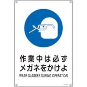 393318 [緑十字 JIS規格安全標識 作業中は必ずメガネをかけよ 300×225mm エンビ]