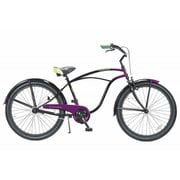 シティサイクル 26インチ シングルギア グロスブラック×パープル PCH101 26Mens BLACK COMPONENTS Joker