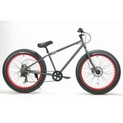 ファットバイク 26インチ 外装7段変速 BRONX 4.0DD Matte Gray/Red rim