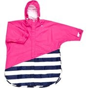 レインポンチョ キッズ 110 Pink/Navy Border