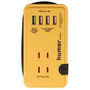 コンパクト電源タップ ACコンセント:3ポート/USBポート:4ポート 3.0A マスタードイエロー humor handy AC USB タップ YE