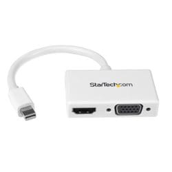 Mini DisplayPort接続トラベルアダプタ 2イン1 mini DP - VGA/HDMI変換アダプタ ホワイト MDP2HDVGAW