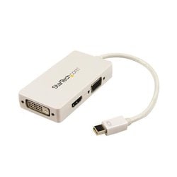 Mini DisplayPort接続トラベルアダプタ 3イン1 Mini DP - VGA/DVI/HDMI変換アダプタ ホワイト MDP2VGDVHDW