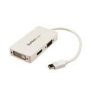 Mini DisplayPort接続トラベルアダプタ 3イン1 Mini DP - VGA/DVI/HDMI変換アダプタ ホワイト MDP2VGDVHDW