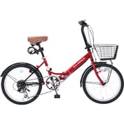折りたたみ自転車 20型 6段変速 オールインワン オートライト仕様 レッド M-204 RD
