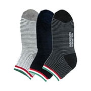BENETTON 靴下クォーター3P ボーダー ZC4061-A321