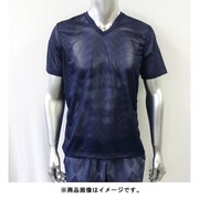 さらっと爽快 ドライTシャツ メンズ 幾何学柄メッシュ半V 100-526 M ネイビー