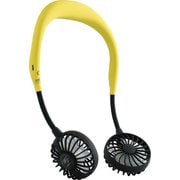 ハンズフリー ポータブル扇風機 W FAN Hands-Free イエロー DF30SS01-YE