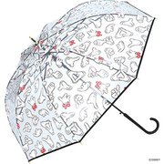 DSV02-08  オフホワイト [長傘 ビニール ミッキー&ミニー/ハンドサイン 手開き 8本骨 婦人 60cm]