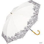 長傘  アリス/フラワーガーデン刺繍 手開き 日傘/晴雨兼用傘 8本骨 婦人 50cm 81-DS61  オフホワイト