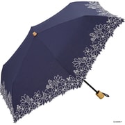 801-DS61  ネイビー [折りたたみ傘  アリス/フラワーガーデン刺繍mini 手開き 日傘/晴雨兼用傘 8本骨 婦人 50cm]