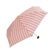 折りたたみ傘 コンパクトポーチ マルチストライプ ミニ 婦人 雨晴兼用 UVカット 50cm BE-01982 レッド