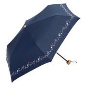 綿折りたたみ傘 バードステッチ ミニ 婦人 晴雨兼用 UVカット47cm BE-09966 ネイビー