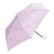 綿折りたたみ傘 リリーフローレット刺繍 ミニ 婦人 晴雨兼用 UVカット47cm BE-09967 折りたたみ傘 47cm パープル